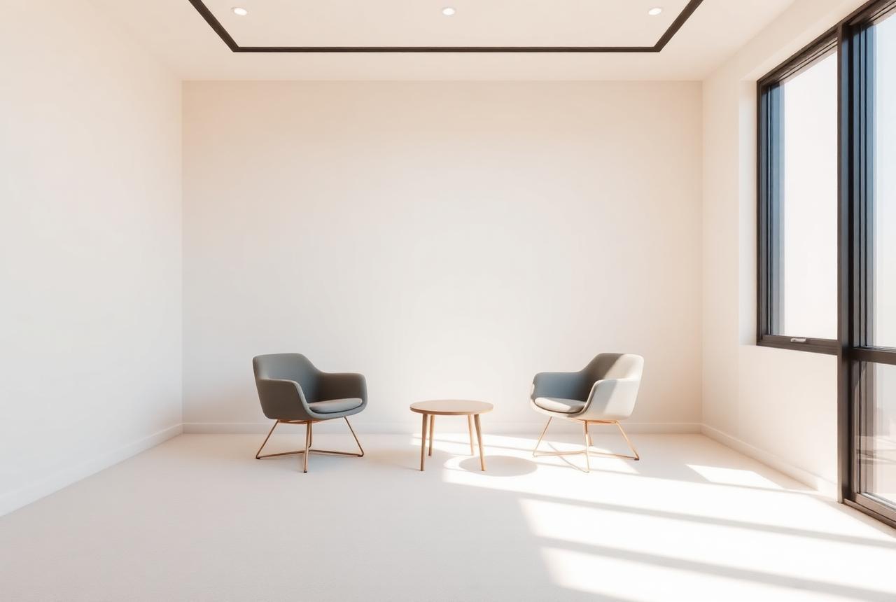 The quiet meeting room where Diana runs client sessions